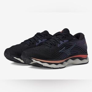 Mizuno Black and Purple Sneakers with Orange Accents